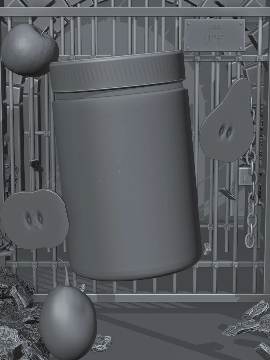 Original geometry in neutral clay shading.