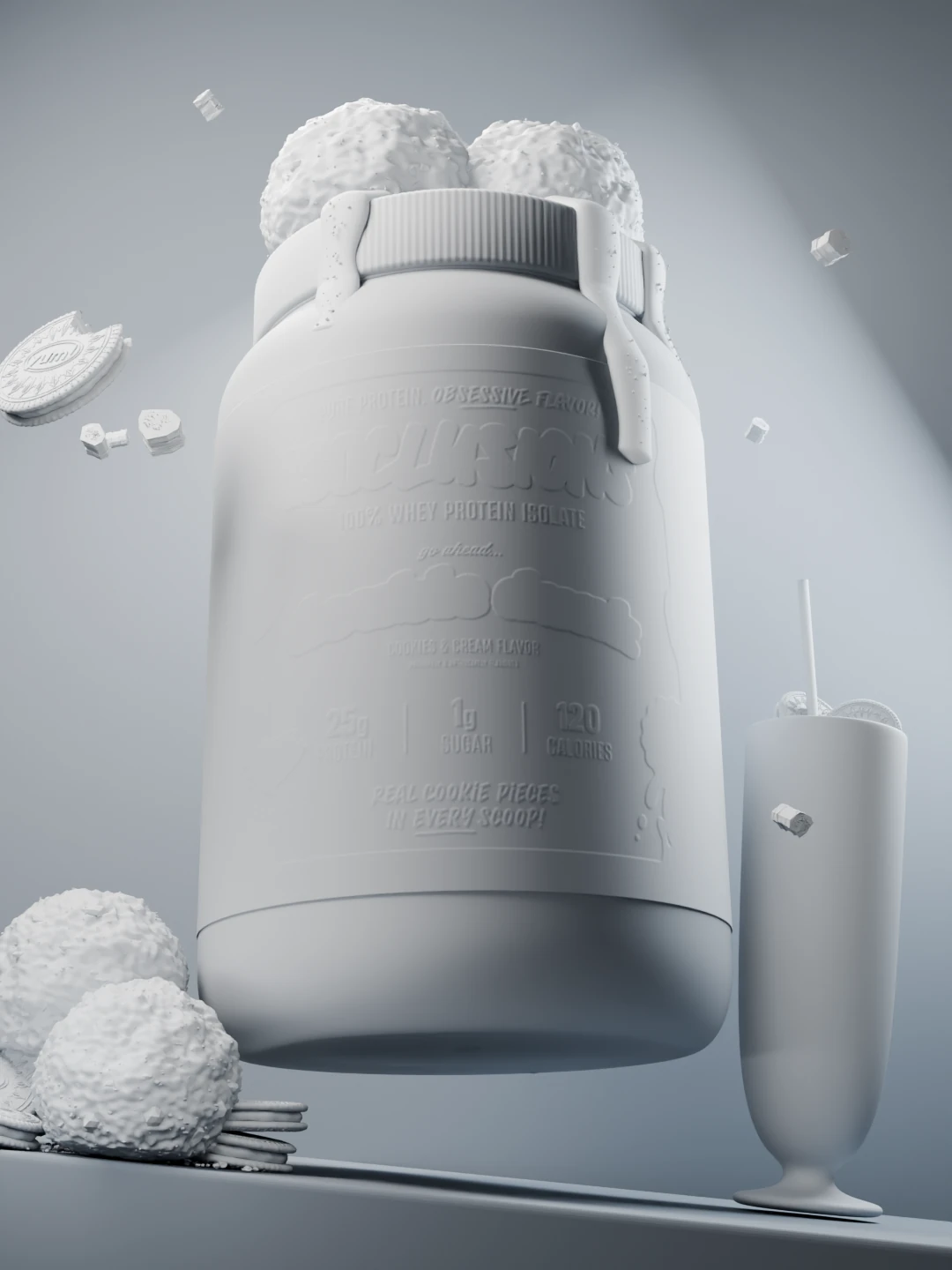 Original geometry in neutral clay shading.