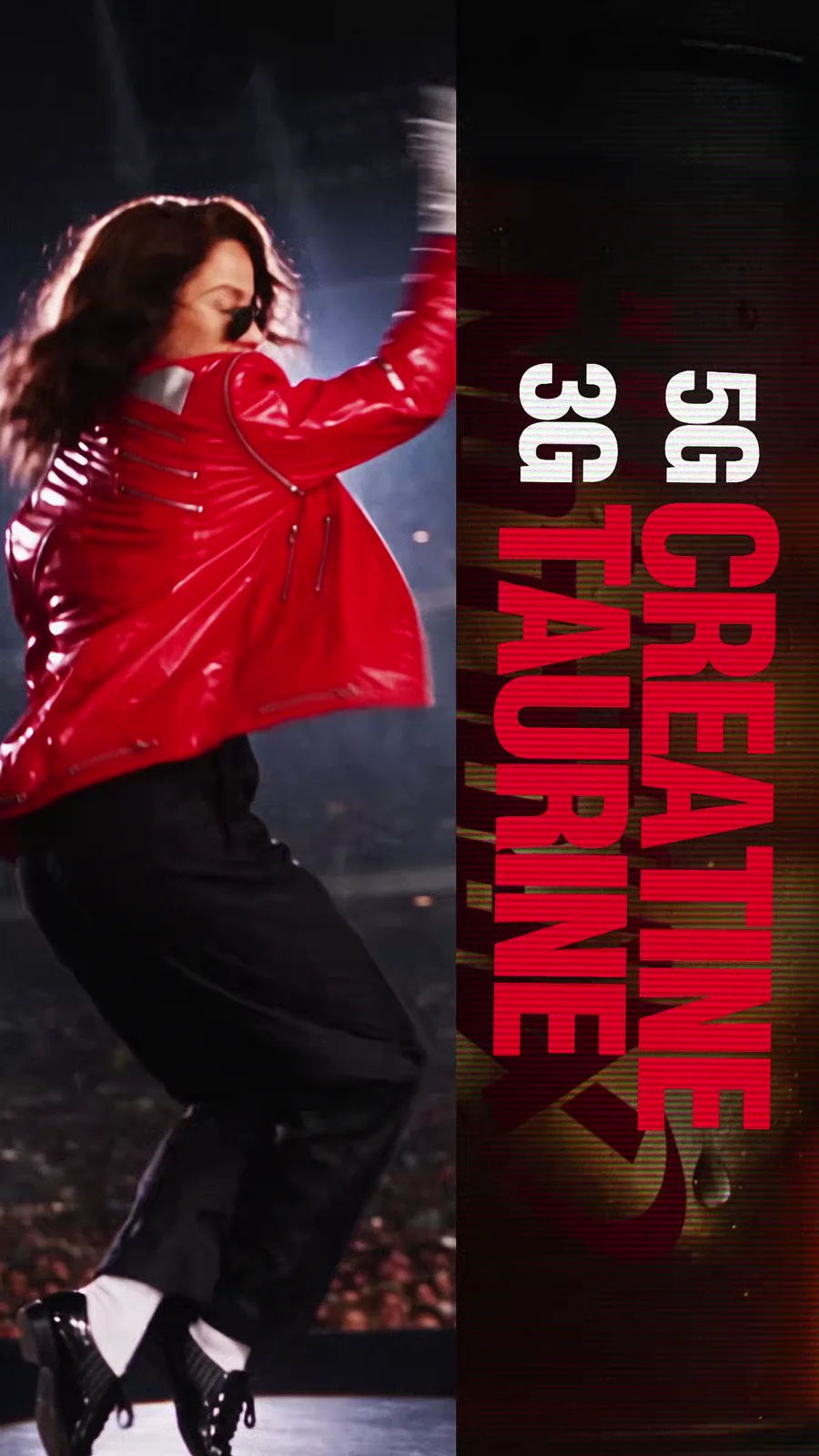 Red-jacket performance footage sits beside bold ingredient typography.