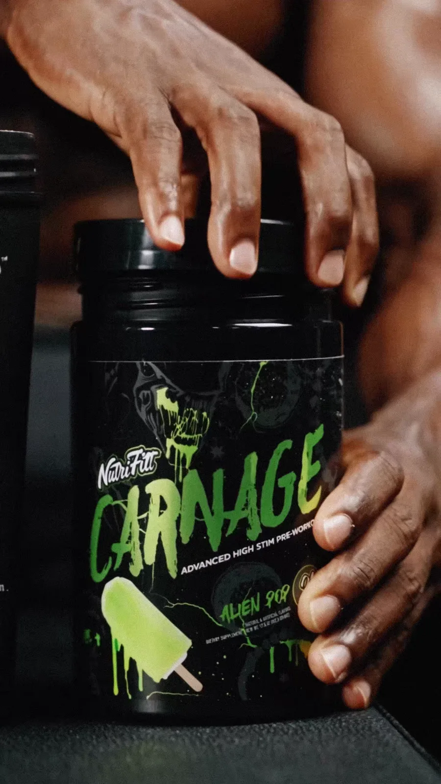A close view of the NutriFitt supplement preparation sequence.